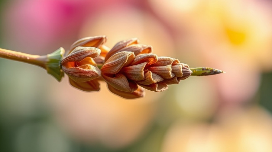 Macro view of snapdragon seed pods ready for collection.