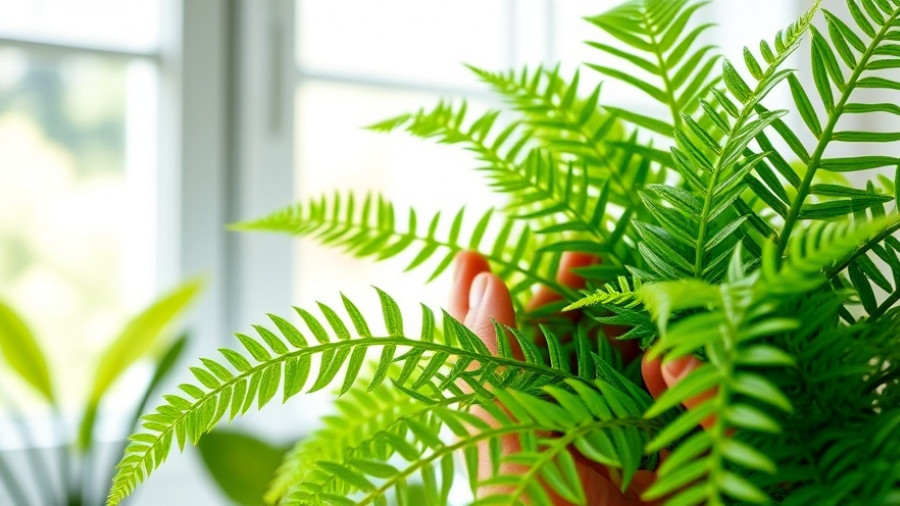 Bring Boston fern inside for winter: person holding a lush green fern.