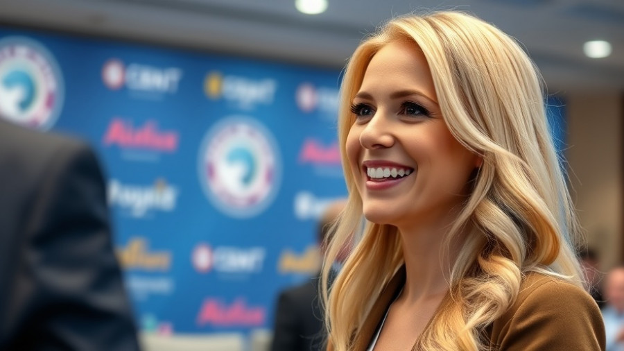 Confident woman at event discussing retirement savings needs.