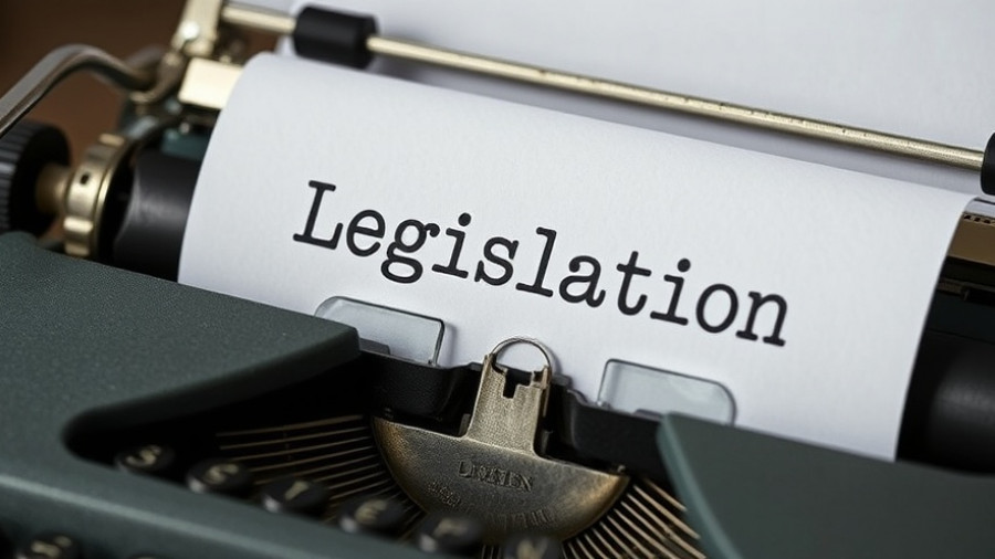 Vintage typewriter typing 'Legislation' related to regulatory oversight healthcare investments.