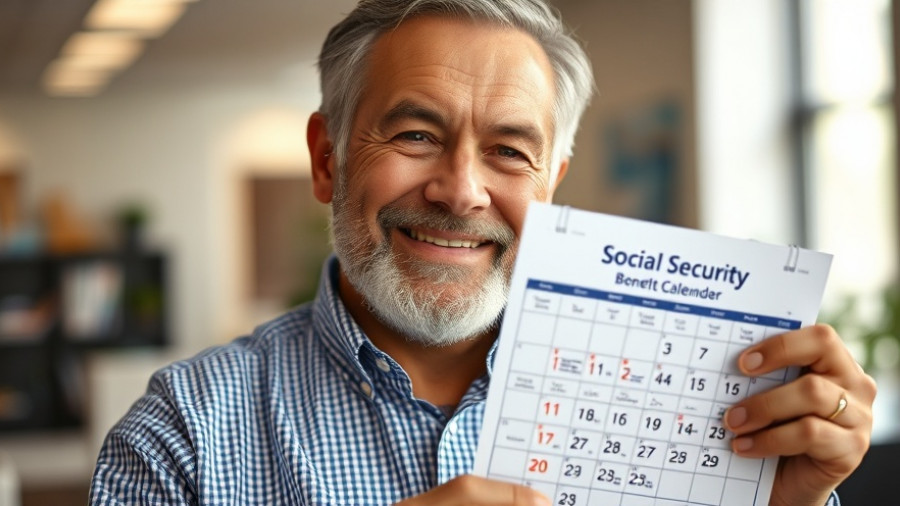 Man with Social Security payment schedule, highlighting COLA 2026.