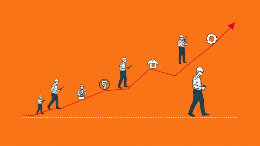 Infographic of worker icons and trend line representing data in Muskegon.
