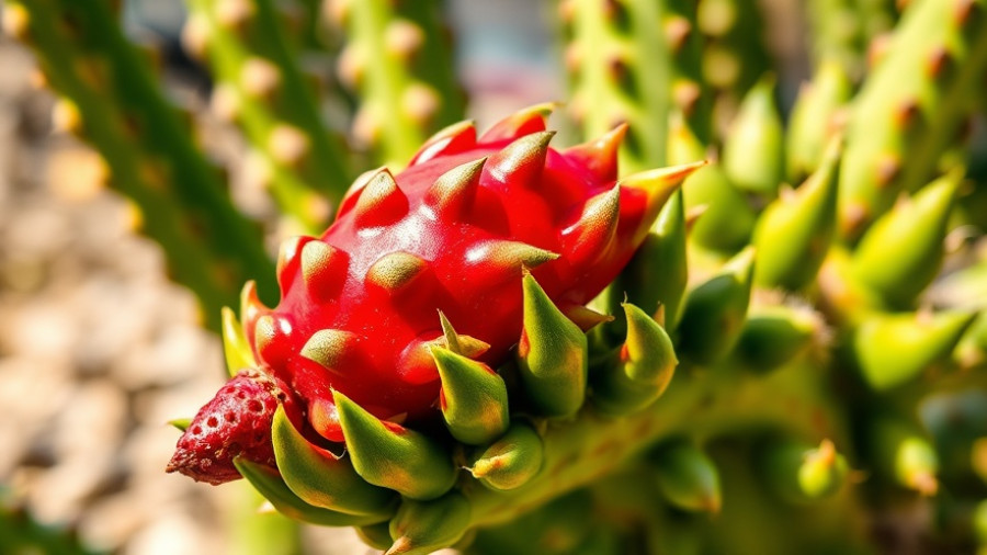 Vibrant dragon fruit on cactus showing how to grow dragon fruit in raised beds