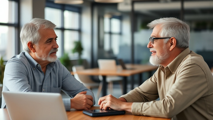 Group discussion on retirement age expectations in office setting.