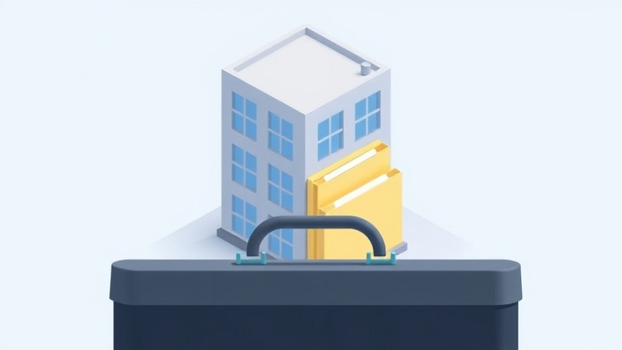 Maximize benefits Muskegon: office building and briefcase illustration