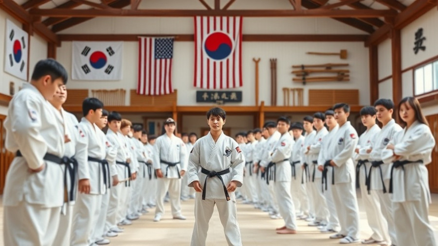 Martial arts class in Gurnee with students practicing in a dojo, uniforms.