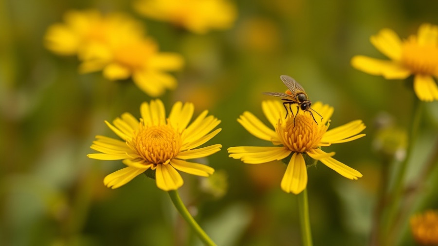 Close-up of yellow wildflowers in native plant landscaping.