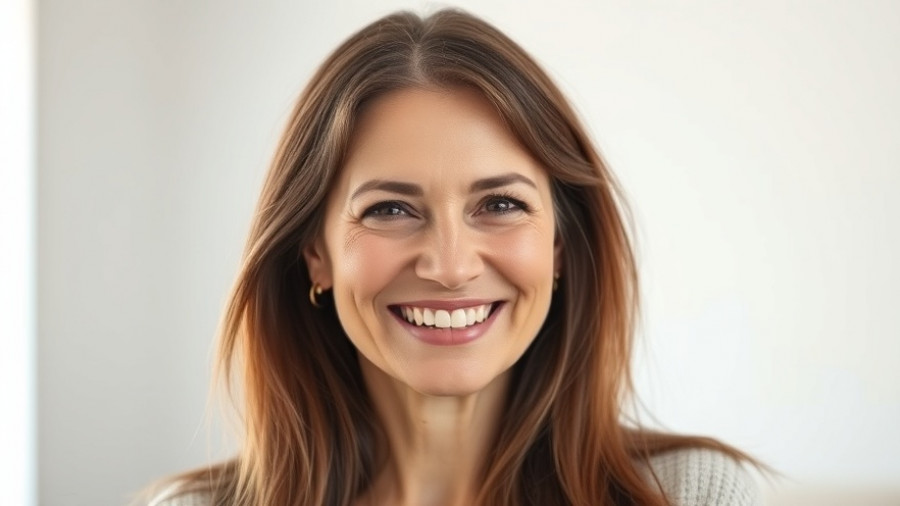 Middle-aged woman smiling, linked to alternative health insurance options in Muskegon.