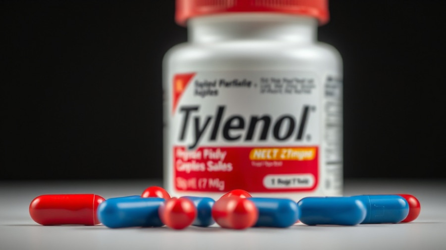 Tylenol bottle with capsules linked to autism lawsuit.