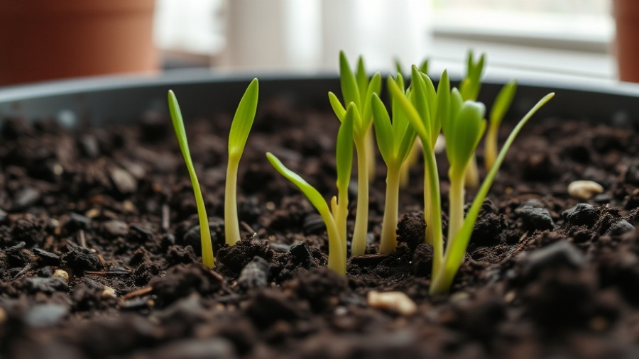 Indoor garlic sprouts thriving in soil, learn how to grow garlic indoors.