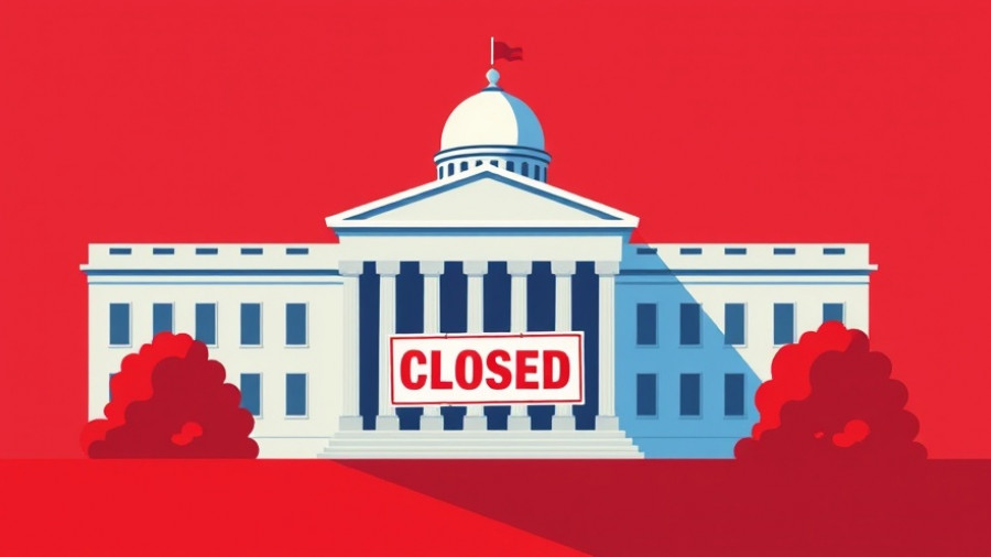 Illustration of a government shutdown with 'Sorry! We're Closed' sign.