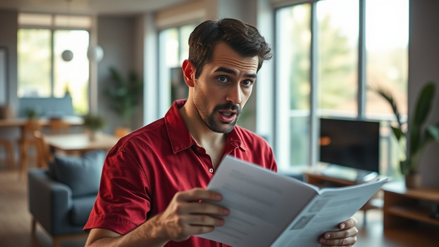 Surprised man reads document at home. Buy Nvidia Stock NVDA announcement.
