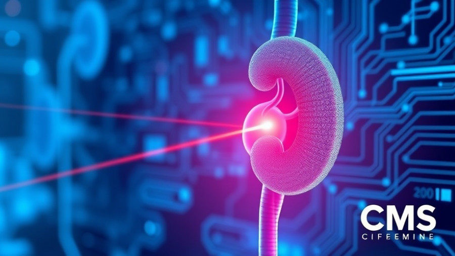 Illustration of Medicare coverage for renal denervation, futuristic design.