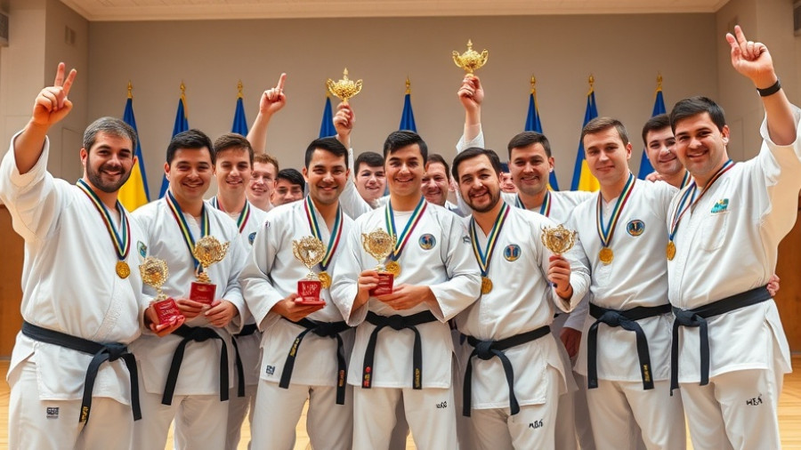 Ukrainian National Karate Team celebrates medals in Georgia.