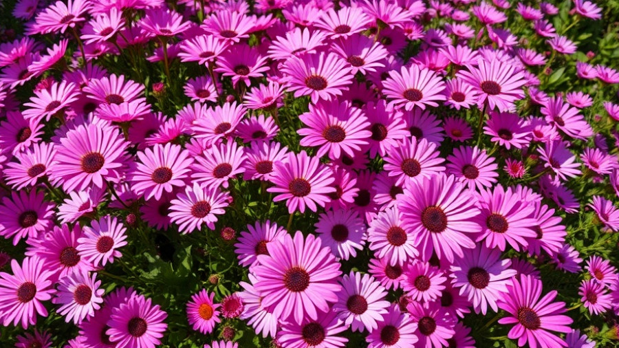 Colorful daisies in fall flower beds, showcasing vibrant blooms.