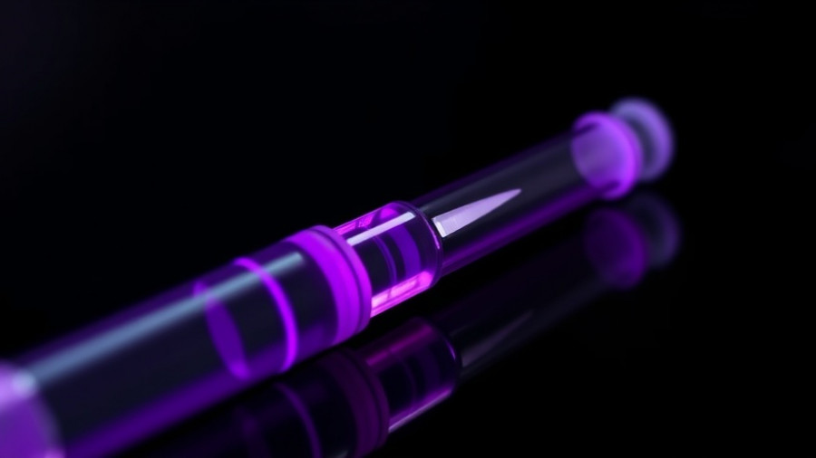 Close-up of a purple insulin pen for GLP-1 obesity drugs access for seniors.