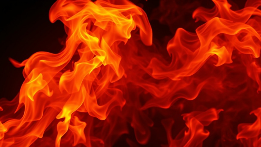 Intense flames against dark background highlighting fire emergency preparedness.