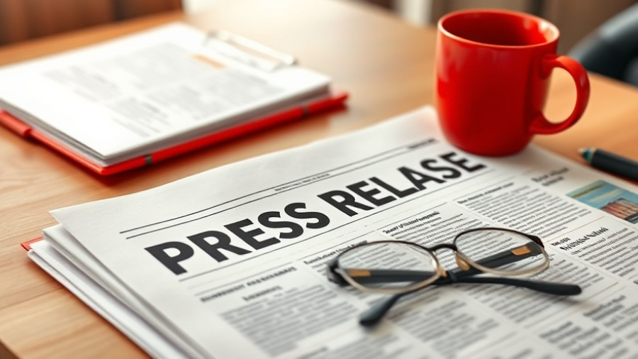 Newspaper headline 'Press Release' with coffee on desk, related to lawn care services in Southeastern United States.