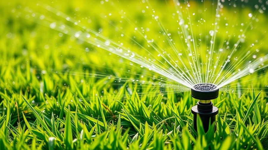 Smart irrigation technology sprinkler system watering a lawn efficiently.