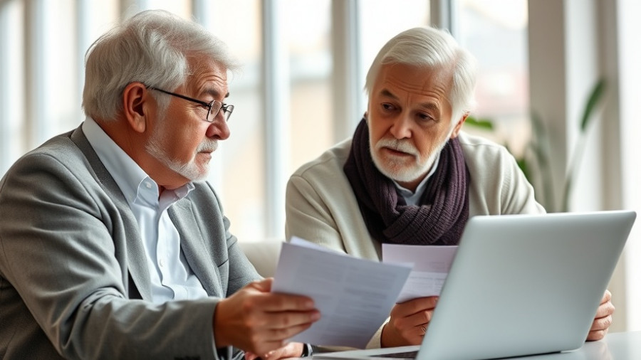 Elderly couple consulting financial advisor for retirement income solutions