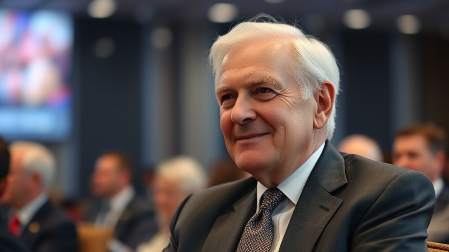 Elderly man at conference reflecting on investment strategies