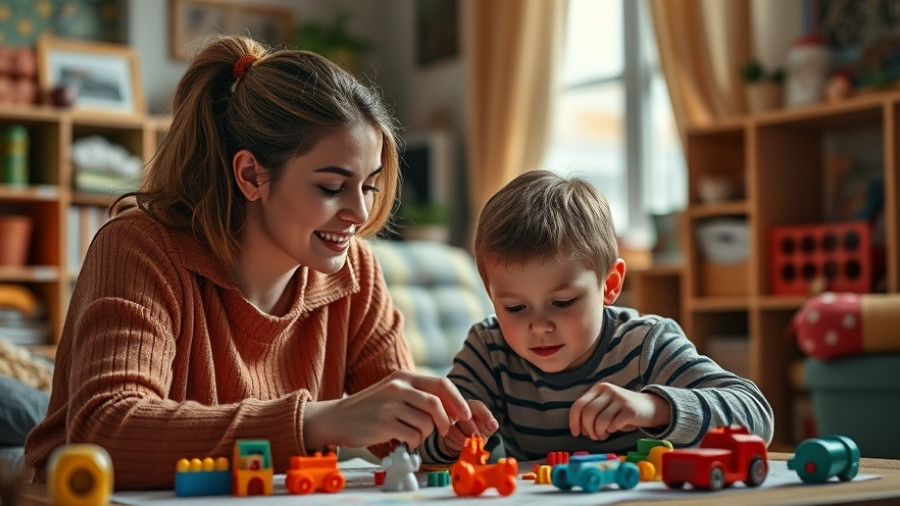 Therapy session illustrating rising autism rates, woman and child in learning environment.
