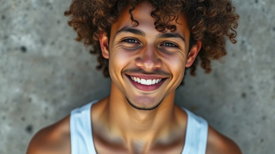Portrait of a young man smiling, wearing a white tank top, possibly representing a missing individual.