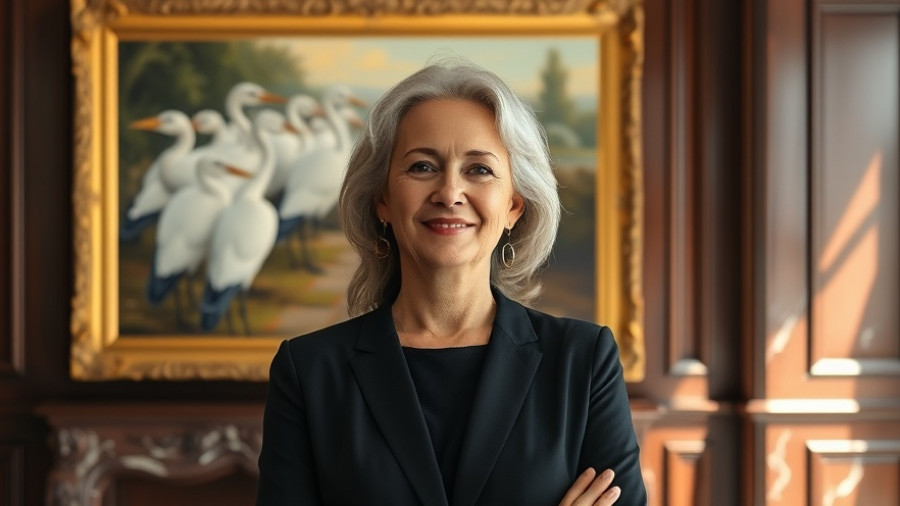 Confident woman in blue dress discusses retirement age eligibility facts Muskegon.