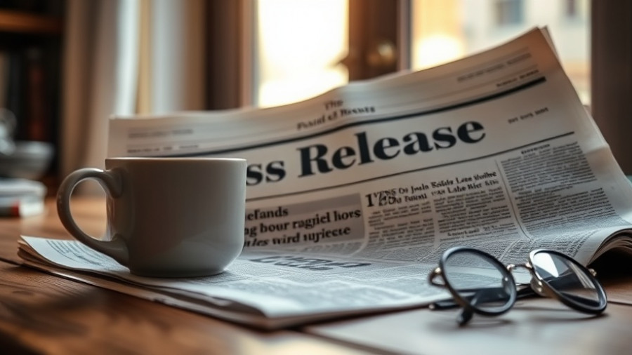 Press release on a desk with coffee, lawn fertilization and weed control services Macon