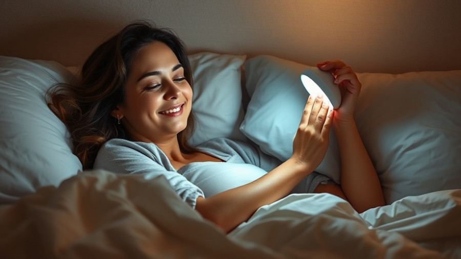 Woman adjusting a wake-up light for daylight savings time product.