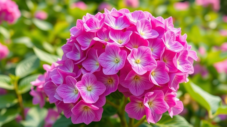 Colorful hydrangeas in a garden, showcasing pink and white hues.