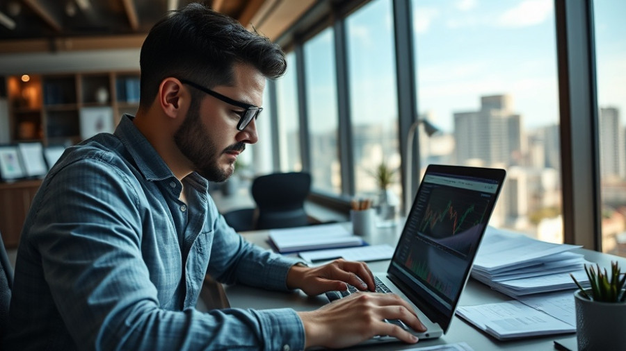 Professional analyzing promising growth stocks down 60% on a laptop.