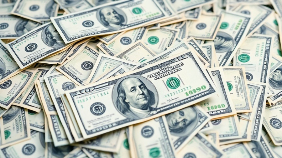 US hundred dollar bills scattered, concept of XRP price prediction.