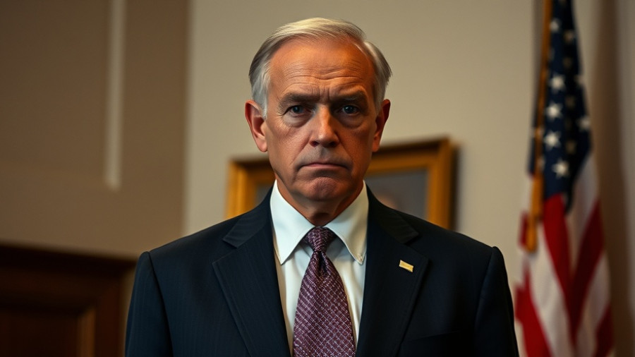Older man with stern expression in front of American flag, related to blocking trans youth care Medicaid Medicare.