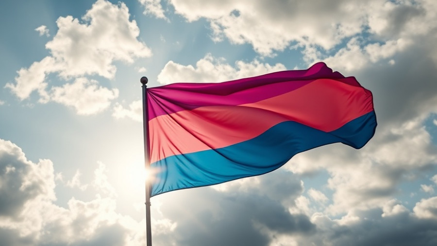 Transgender pride flag waving under a cloudy sky, symbolizing pride.