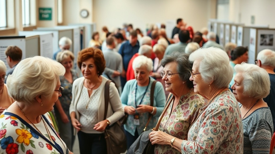 Izard County Community Health Fair scene with engaged attendees.