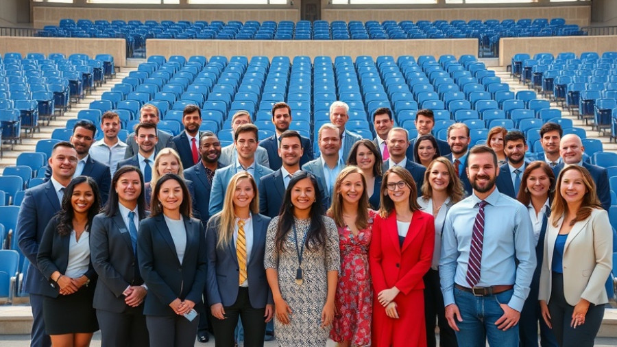 Green Lawn Fertilizing Awards large group photo in stadium