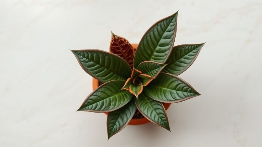 Overhead of a calathea plant with brown leaves in a pot, save a dying calathea plant.