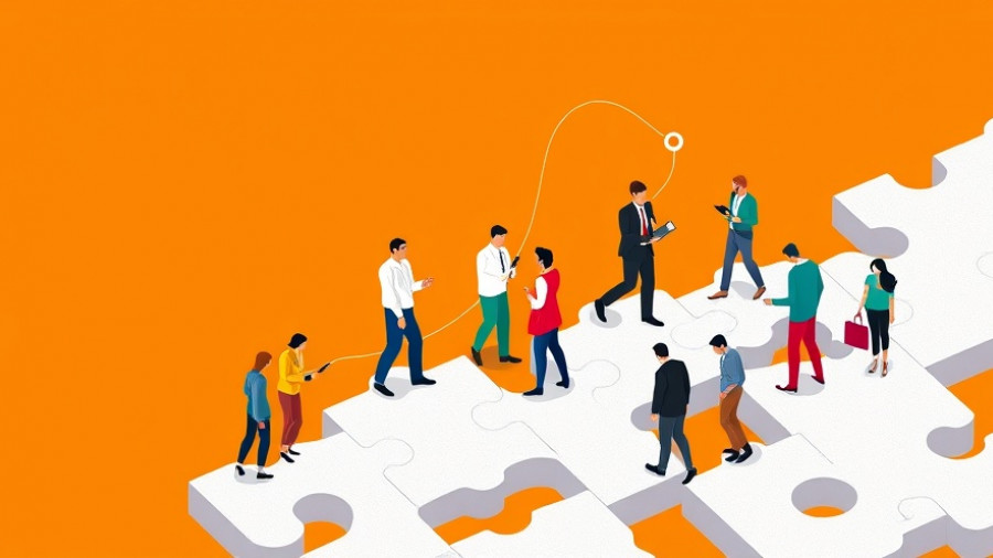 Abstract businesspeople interacting on puzzle pieces, illustrating alternative investments in retirement plans.