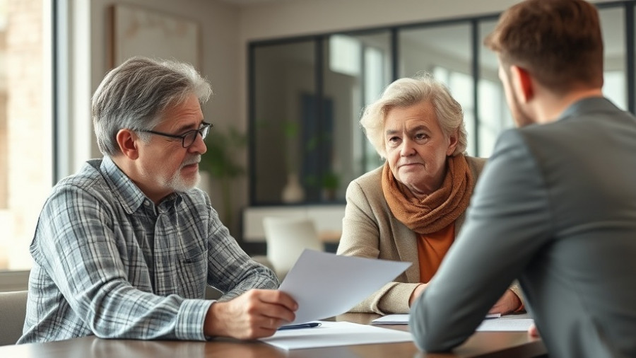 Middle-aged couple discussing Gen X retirement planning challenges with advisor.