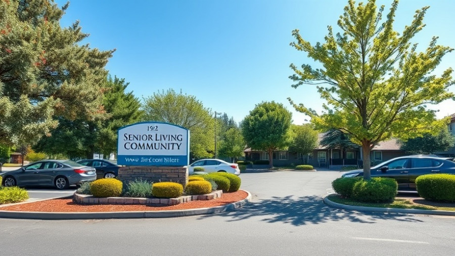 Senior living community sign in sunny parking lot, highlighting senior care neglect.