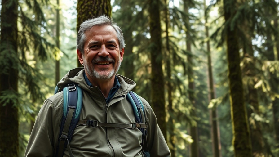 Man hiking through forest