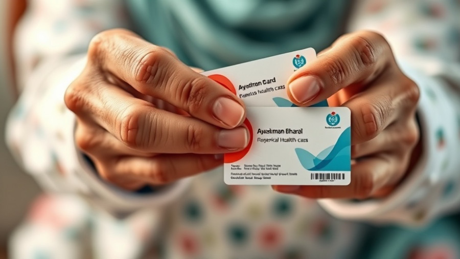 Ayushman Bharat cards in elderly hands emphasizing free healthcare for seniors in India.