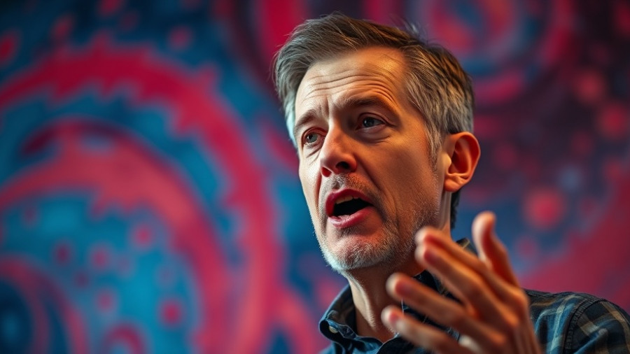 Middle-aged man in blue suit discussing Tylenol autism allegations.