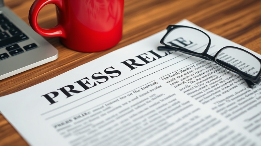 Press release with reading glasses and a red coffee cup on a wooden table, Boo Bash Tree Safety.