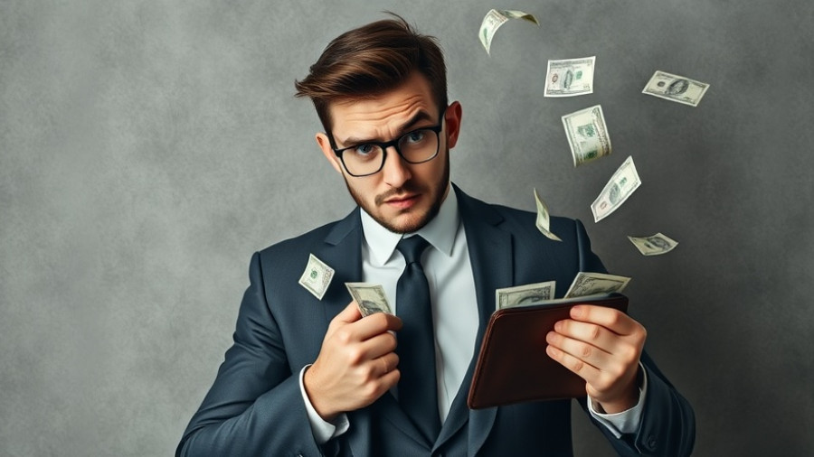 Young man watching money fly from wallet, capturing the concept of dividend stocks to buy and hold forever.