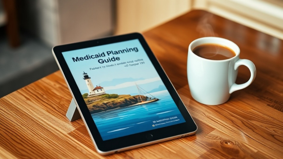 Medicare vs. Medicaid guide on tablet beside a coffee cup.