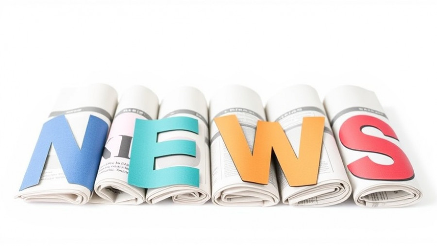 Stylish rolled newspapers spelling out NEWS.