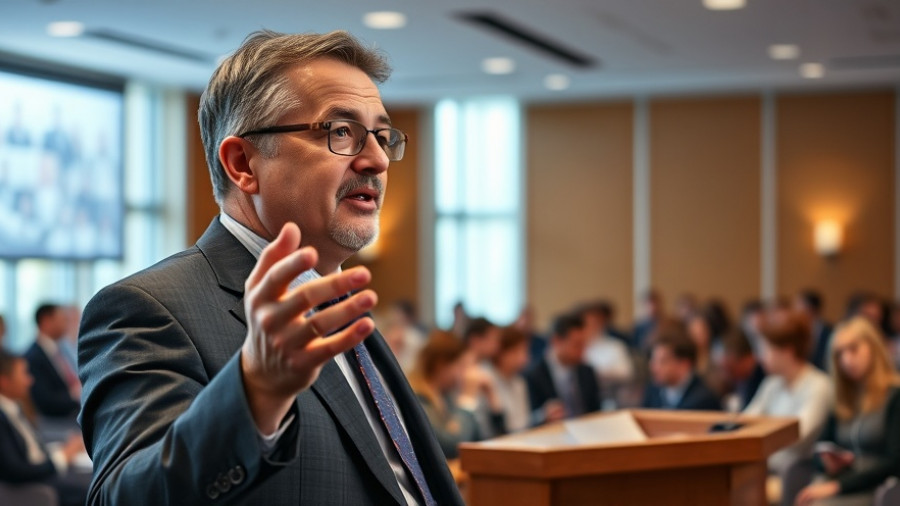 Speaker discussing what it's like to live with autism in a conference room.