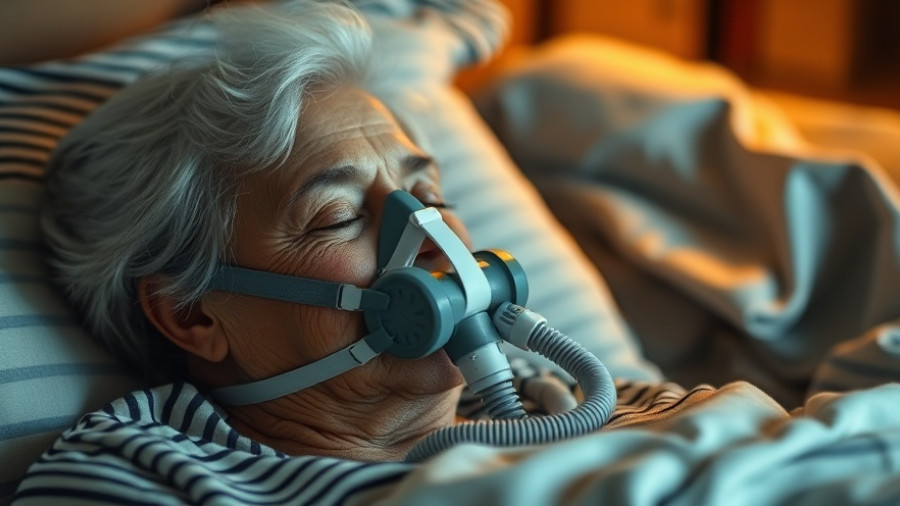 Woman using CPAP mask for obstructive sleep apnea brain health.